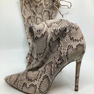 Olivia Faux Leather Snakeskin Over The Knee Boots